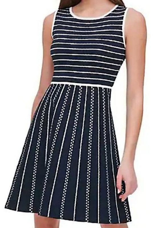 Tommy Hilfiger Nautical Blue White Striped Sleeveless Tank Sweater Dress Xl